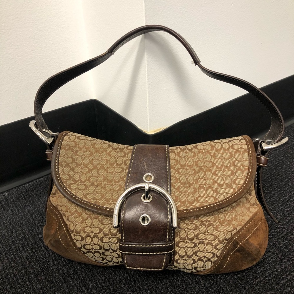 Coach Signature Jacquard & Suede Soho Flap Purse
